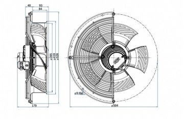 Ventilator axial de refulare Hidria R11R-4030T, Ø 400 mm